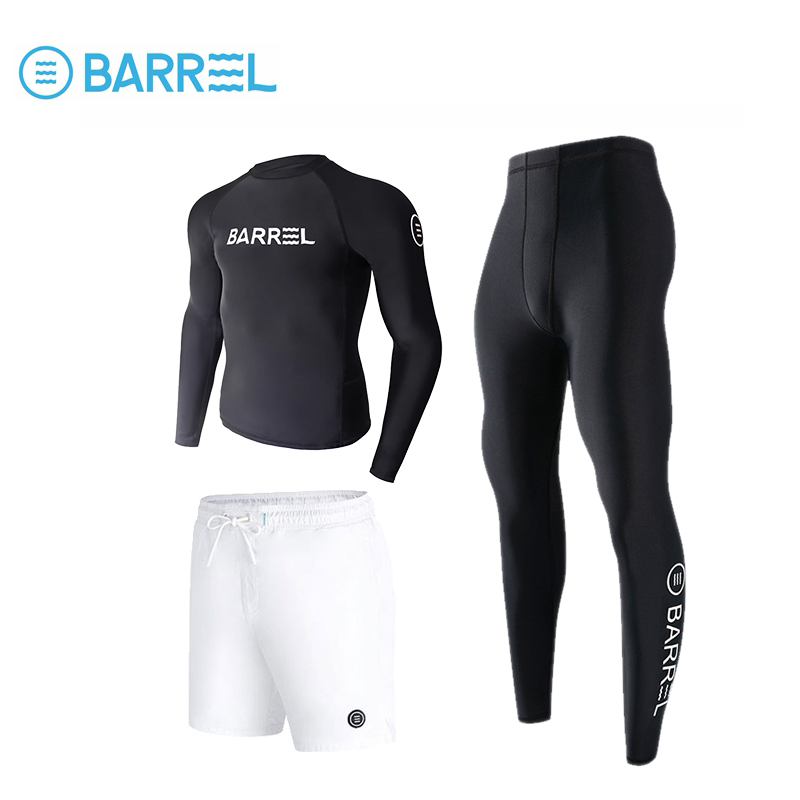Men's black-round collars with three pairs of white shorts